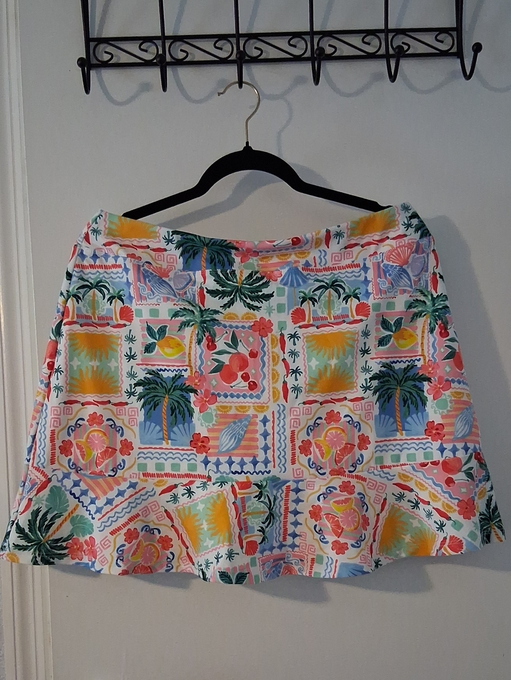 Reel Legends BeachPro Tropical Skort in White, Green, Blue, Yellow, Coral